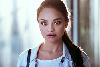Gorgeous, woman model, brown eyes HD wallpaper