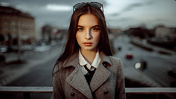 Girl model, brunette, beautiful, sunglasses HD wallpaper