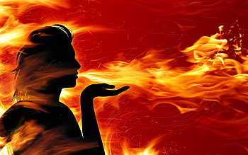 Girl, Fire, Flame, Hand, Red HD wallpaper