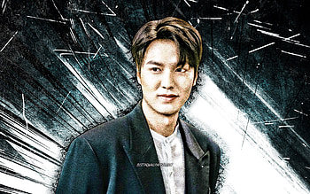 Lee Min-ho, grunge art, south korean actor, creative, south korean celebrity, brown abstract rays, Lee Min-ho HD wallpaper