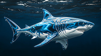 Majestic Great White Shark in Stunning, great white shark, shark, underwater, ocean, artistic HD wallpaper