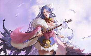 Fantasy girl, fantasy, e9art apple, blue, frumusete, pink, girl HD wallpaper