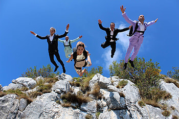 Group jump, BASE Jumping HD wallpaper