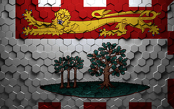 Flag of Prince Edward Island, honeycomb art, Prince Edward Island hexagons flag, Prince Edward Island, 3d hexagons art, Prince Edward Island flag HD wallpaper