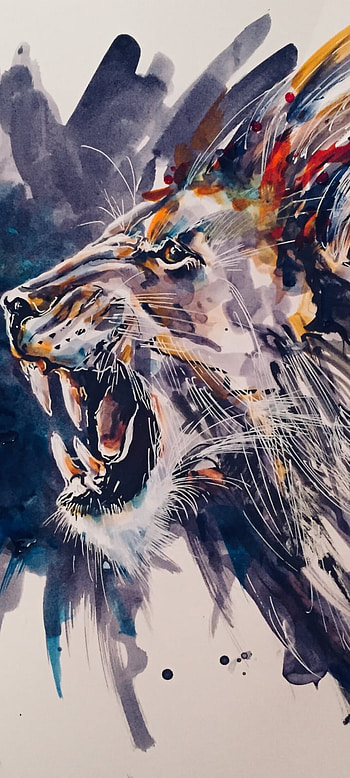 Roaring Watercolor Lion — Artistic , painting, lion, Animal, artistic HD phone wallpaper