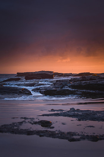 Nature, Sunset, Stones, Sea, Rocks, Coast HD phone wallpaper