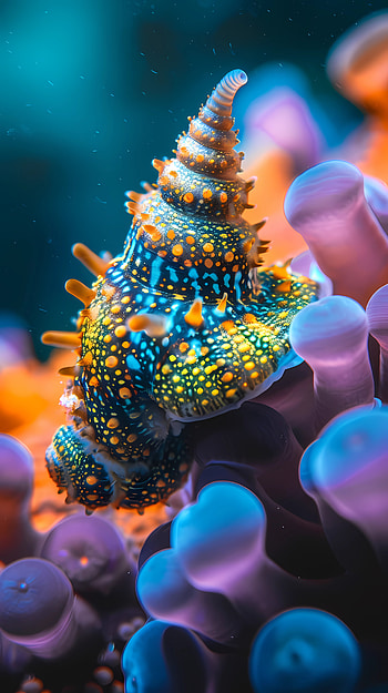 Sea snail and coral 4, underwater, ocean, nature, coral HD phone wallpaper