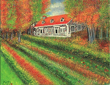 Autumn Landscape Painted by Saad KILO, oil painting, landscape, trees, autumn, cottage, spring, forest, canadian house HD wallpaper