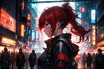 Neon Lit Tech City Heroine, anime-girl, anime, artist, artwork, digital-art, deviantart HD wallpaper