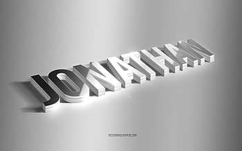 Jonathan, silver 3d art, gray background, with names, Jonathan name, Jonathan greeting card, 3d art, with Jonathan name HD wallpaper