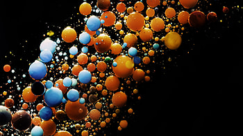 Orange Blue Liquid Bubbles Abstraction Abstract HD wallpaper