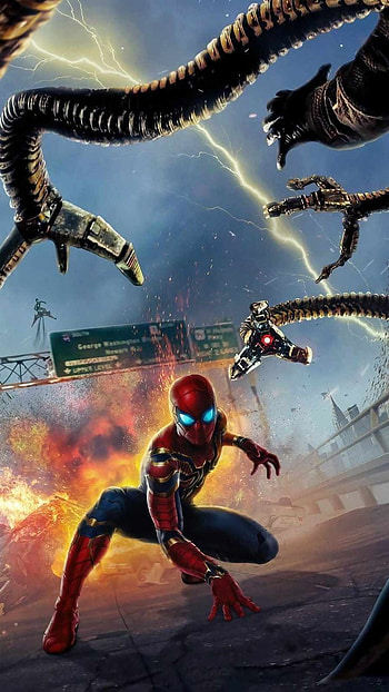 spiderman no way home, cielo, fuego HD phone wallpaper