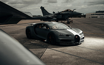 Bugatti Chiron Sport, Les Legendes Du Ciel, front view, exterior, hypercar, gray matte Chiron, tuning Chiron, Bugatti HD wallpaper