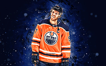 Connor McDavid, , Edmonton Oilers, NHL, hockey players, blue neon lights, USA, Connor McDavid , hockey, Connor McDavid Edmonton Oilers HD wallpaper
