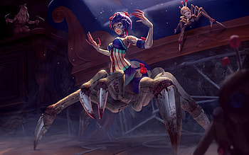 Arachne, blue, devin platts, girl, pink, doll, fantasy, smite, game, luminos HD wallpaper