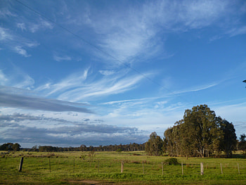 Country sky, blue, rural, field, clouds, sky, country HD wallpaper