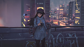 Urban Girl With Skateboard Clicking , girl, skateboard, anime-girl, artist, artwork, art, digital-art, ai, deviantart HD wallpaper