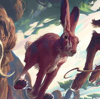 Year of the Rabbit, brown, fantasy, art, running, detail, thomas chamberlain keen, rabbit, chinese, bunny, zodiac HD wallpaper