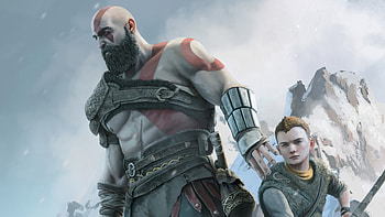 Dad And Son , kratos, artwork, digital-art, artstation, god-of-war HD wallpaper