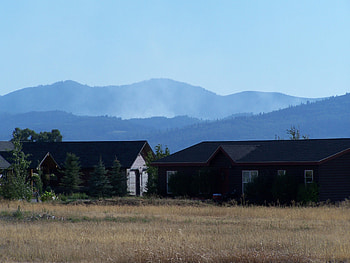 Tie Canyon Fire seen from Fox Creek, Idaho, Mountains, Air Quality, Sky, Firefighting HD wallpaper
