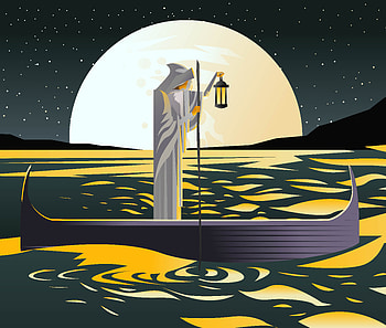 Charon With Boat Traveling In Styx Sea 10k, boat, illustration, artist, artwork, digital-art HD wallpaper