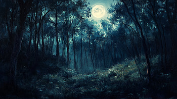 Moonlit Forest: Enchanting Night, night, moon, moonlit forest, forest, moonlight HD wallpaper