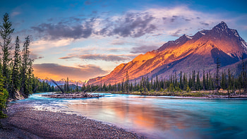 River, sky, nature, sunset HD wallpaper