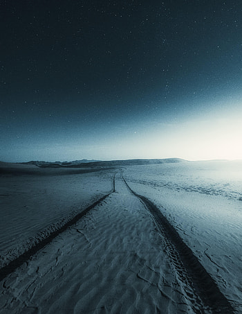 Nature, Night, Snow, Dark, Field, Track, Trace HD phone wallpaper
