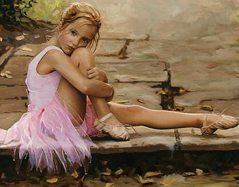 Little Ballerina, shoes, resting, nice, sitting, 3d, cg, trees, female, sweet, outfit, dancer, art, other, girl, ballet, pink dress, fantasy, pretty, green, fine, stone steps, pose, sidewalk, cute, serene, delicate, painting, abstract, little girl, curb, ballet shoes, beautiful, ballerina, sad, pink, ballerina shoes HD wallpaper