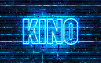 Happy Birtay Kino, , blue neon lights, Kino name, creative, Kino Happy Birtay, Kino Birtay, popular japanese male names, with Kino name, Kino HD wallpaper
