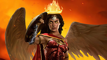 Wonder Woman Queen Of Fire, wonder-woman, superheroes, artist, artwork, digital-art HD wallpaper