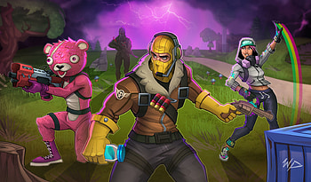 Fortnite, squad, art HD wallpaper