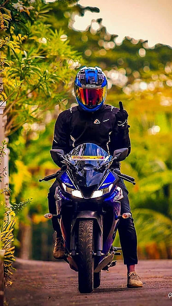 R15 Bike, Sports Bike, Rider, Blue Bike, rider bike HD phone wallpaper