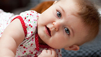 Closeup View Of Cute Girl Baby Is Wearing Colorful Dress Cute HD wallpaper