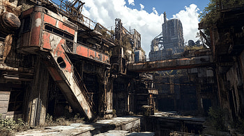 Stark Beauty: A Post-Apocalyptic City in Ultra, post-apocalyptic city, abandoned, industrial, ruin, post apocalyptic HD wallpaper