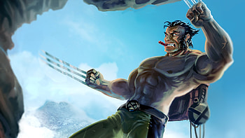 Wolverine Cliffhanger, wolverine, superheroes, digital-art, artwork, deviantart HD wallpaper
