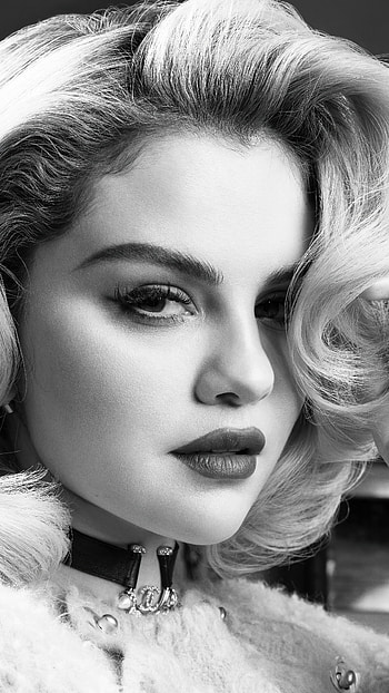 Selena Gomez, Singer, beautiful, Blonde hair, American, Black and white HD phone wallpaper