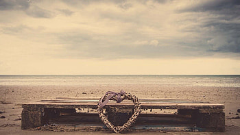 Sand, Love, Shore, Bank, Heart, Bench, Wicker, Braided HD wallpaper