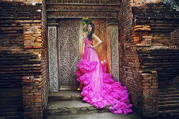Beauty, pink, model, asian, girl, dress, woman HD wallpaper