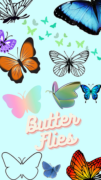 Butter&flies, green, white HD phone wallpaper