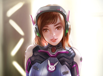 Beautiful d.va, overwatch, fan art HD wallpaper