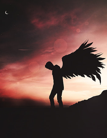 Angel, cloud, sky, pink, shadow, light, sad, sunset, silhouette, hope HD phone wallpaper