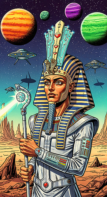 Pharaoh of the Cosmos: Galactic Guardians, Pharaoh, space, futuristic, alien, planet HD phone wallpaper