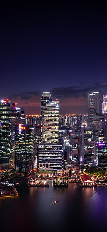 Singapore, Night cityscape, X HD phone wallpaper