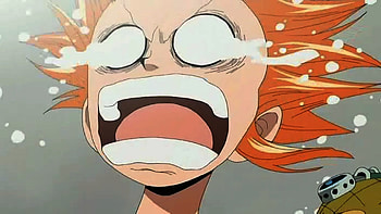 Nami scared, nami, sanji, one piece, girubatto, chopper, luffy, usoppe, anime, zoro, robin HD wallpaper