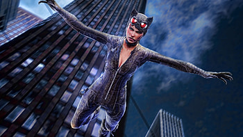 Catwoman, Jumping out of building, Artwork, Supervillain HD wallpaper