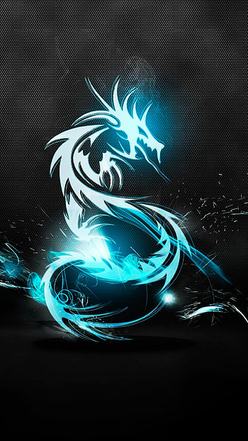 Neon Frost Dragon | Azure Ember Serpent | Frostfire | Mobile Dragonflare, fantasy, dragon HD phone wallpaper