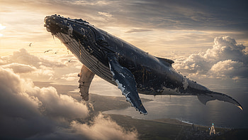 Sky Leviathan — Flying Whale, Whale HD wallpaper