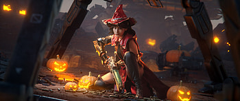 Ashe Halloween, halloween, ashe, fantasy, overwatch, pumpkin, girl, leng qiwen HD wallpaper