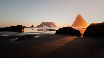 Sunset Along The Oregon Coast At Whaleshead Beach, sunset, coast, beach, stones, sea, nature HD wallpaper